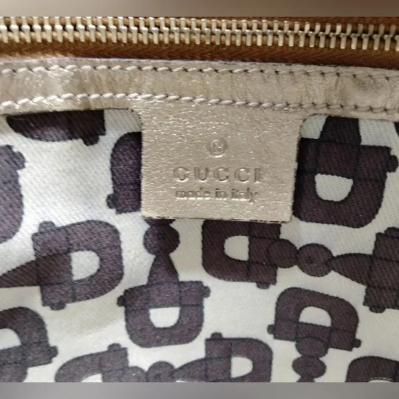 Authenticated Gucci Tote Bag With Heart Charm Canvas 139261 Brown & Beige Shoulder Bags